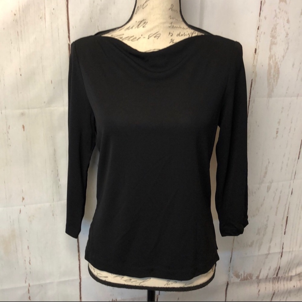 BCBG MaxAzria Shirt Top Short Sleeve Black Dress y